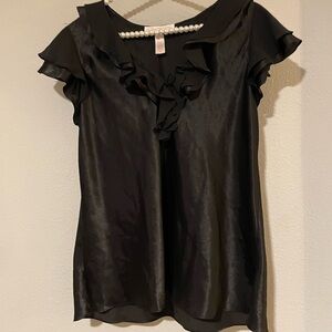 Vintage Oscar de la Renta Black Ruffled Blouse